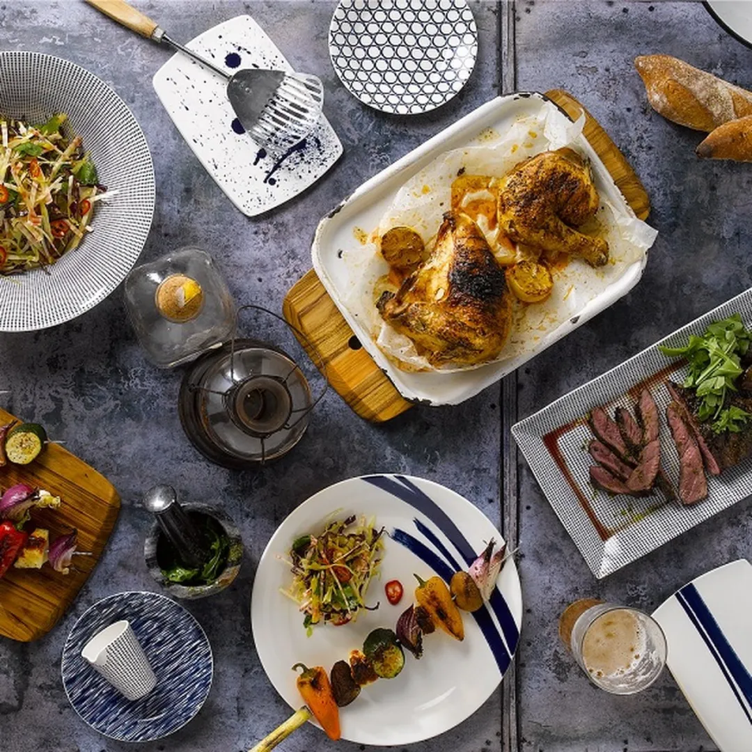 Royal Doulton Pacific - Kaasplankje / Borrelplankje / Tapasplankje - Porselein - Wit / Blauw - 20 cm - 4 Stuks