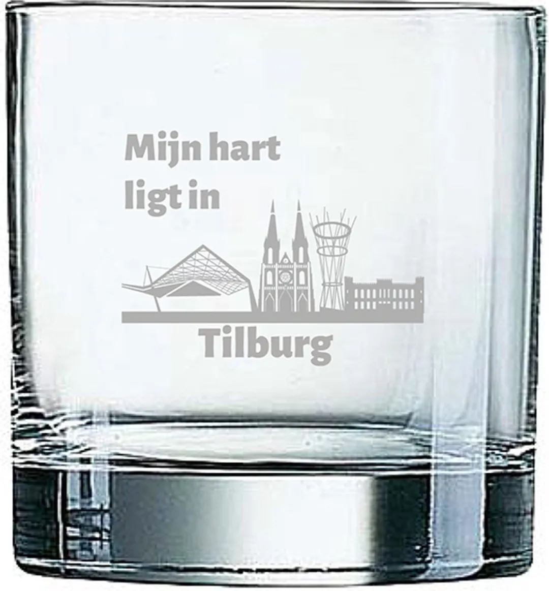 Arcoroc Whiskeyglas Gegraveerd Tilburg 38cl