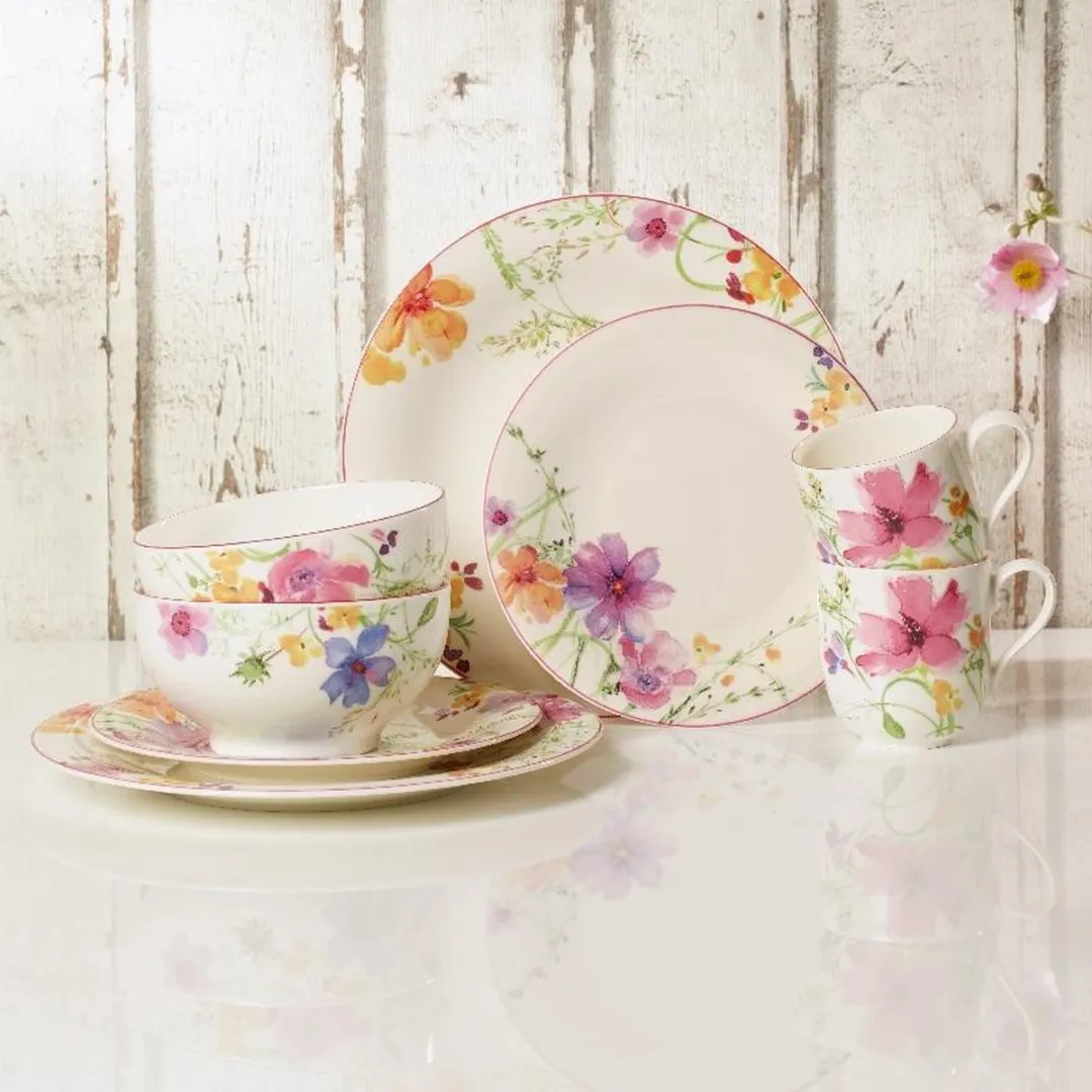 Villeroy & Boch Mariefleur Basic Startset 8-delig - Wit/Roze - afbeelding 3 van 6