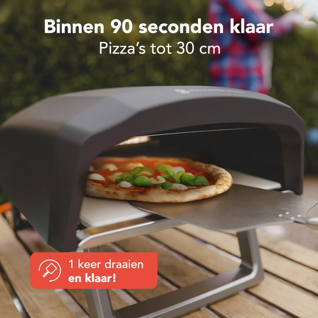 KitchenBrothers Pizzaoven Gas PFAS- & BPA-vrij KB1004106 - 2 Branders - Zwart/Grijs