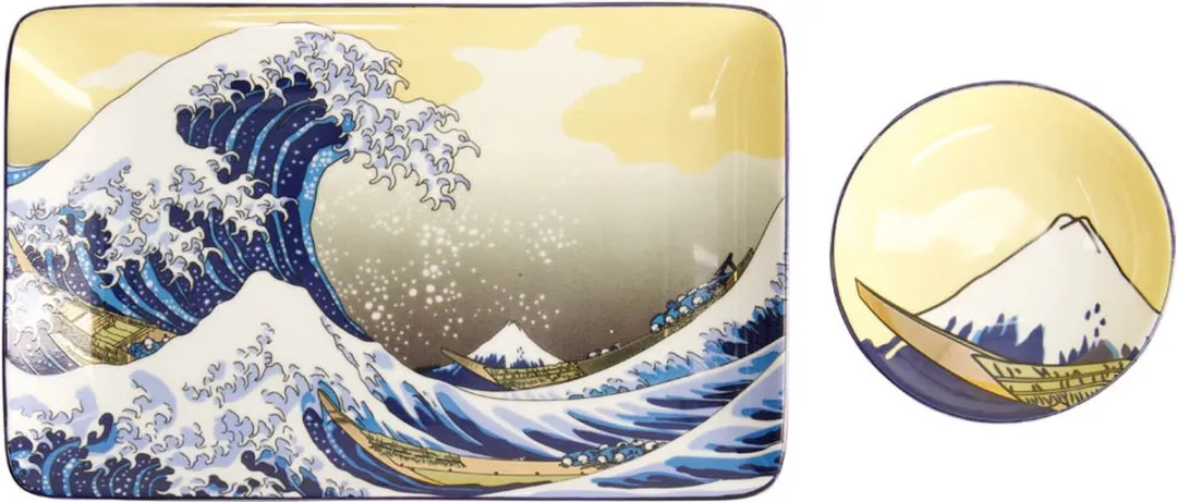 Tokyo Design Studio Hokusai Sushi Set 6-delig - 2 Personen - Geel/Blauw