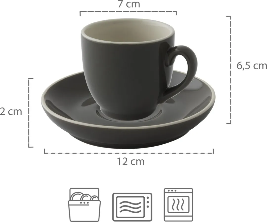 Palmer Colors Koffiekopjes 14cl - 6 Stuks - Grijs