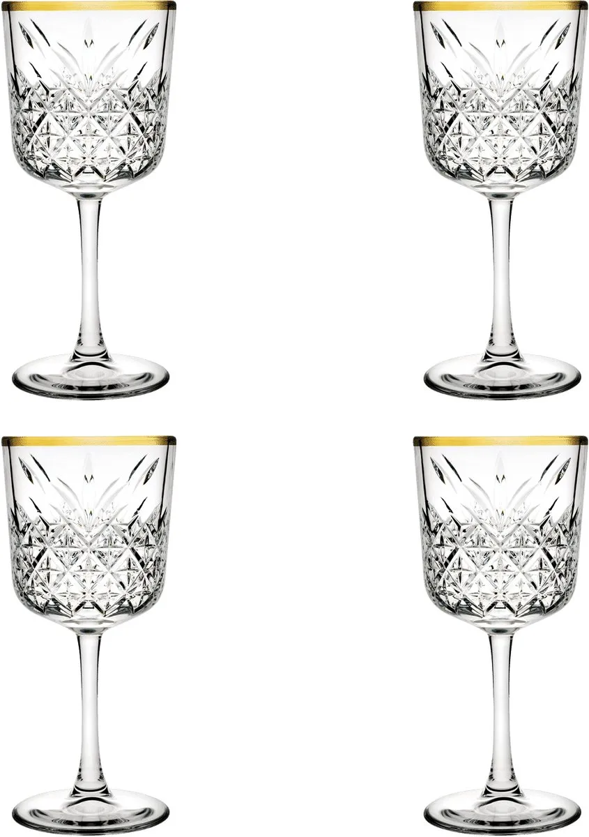 Pasabahce Timeless Wijnglas 330ml - Goud - 4 Stuks