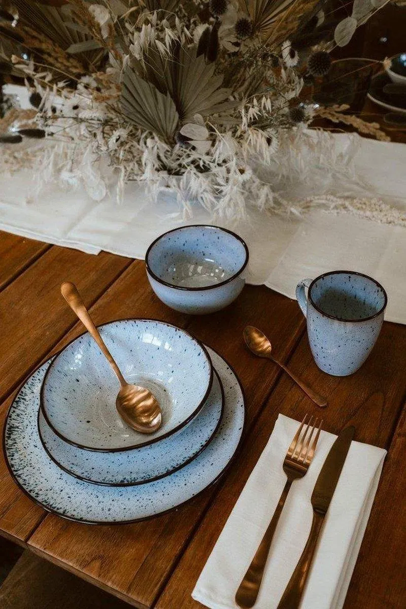 Cosy&Trendy Tessa Blauw Dinerbord - Ø26,3cm - 6 Stuks