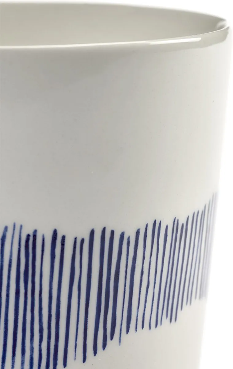 Serax Ottolenghi Feast Theekoppen - 4 Stuks - 330ml - Ø8cm - Wit/Blauw