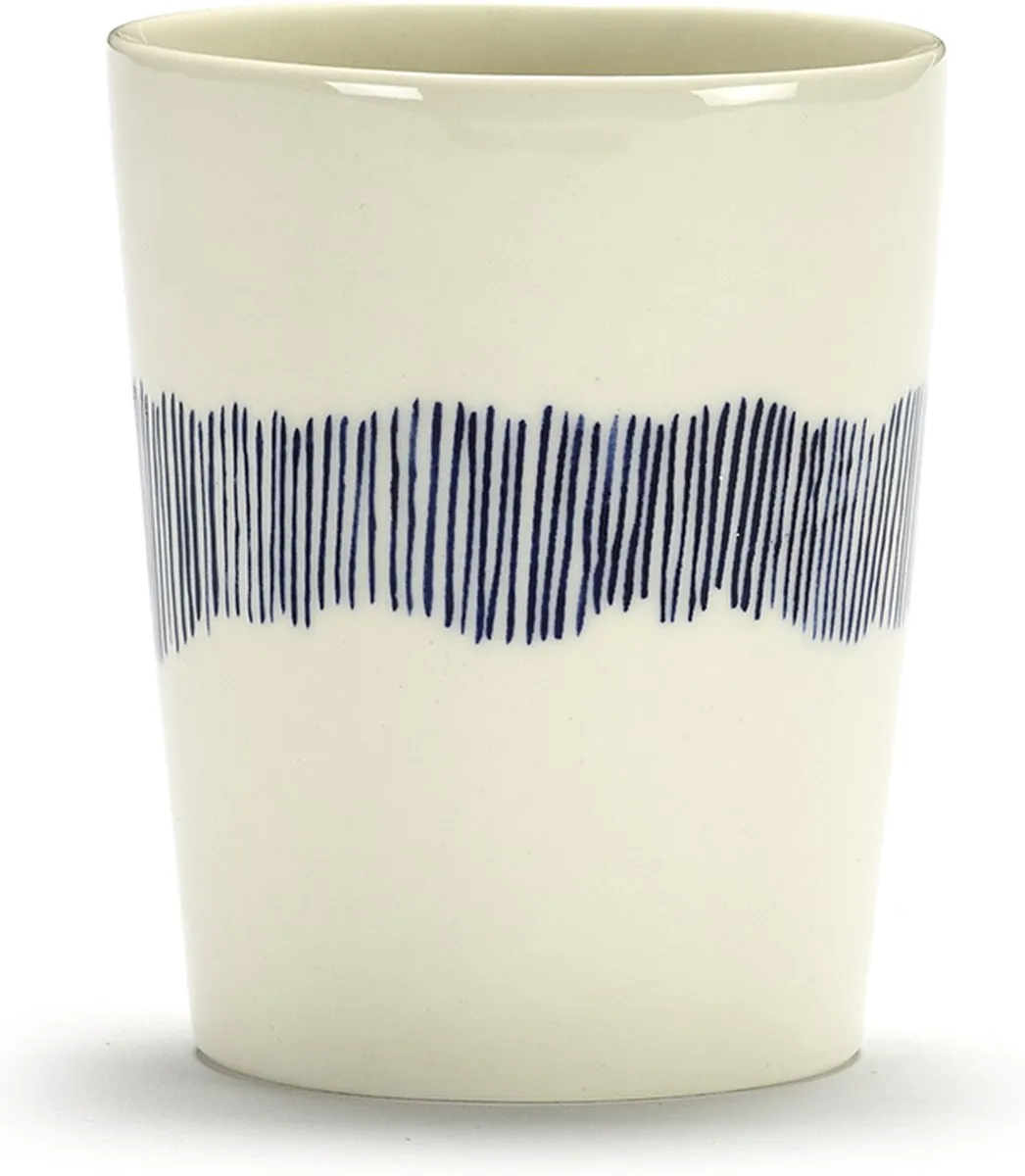 Serax Ottolenghi Feast Theekoppen - 4 Stuks - 330ml - Ø8cm - Wit/Blauw