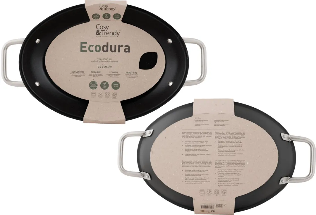 Cosy&Trendy Ecodura Vispan 36x25cm Koekenpan - PFAS-vrij - Zwart