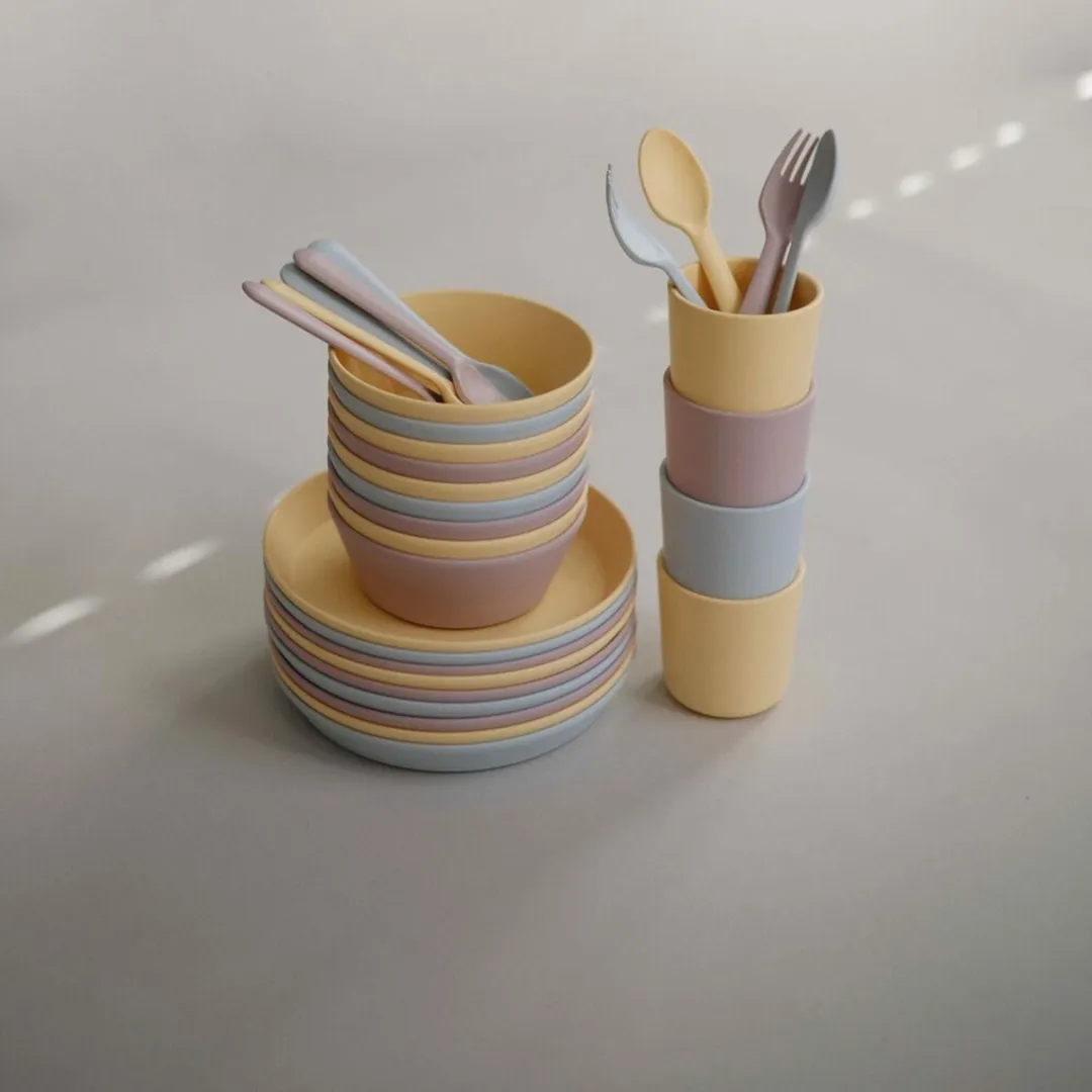 Mushie ronde kommen set van 2 - Powder blue