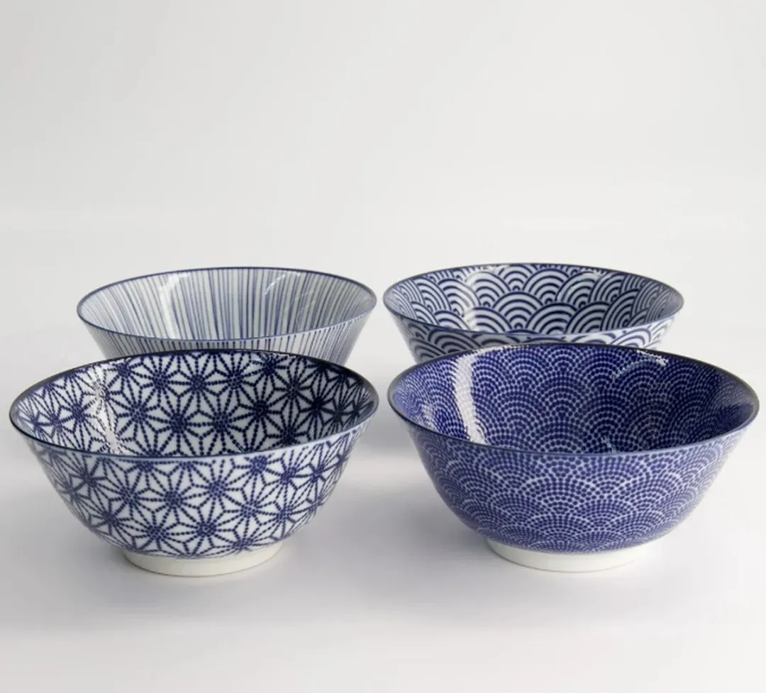 Tokyo Design Studio Nippon Blue Kommen Set - 4 Stuks Ø15,2cm - afbeelding 6 van 6