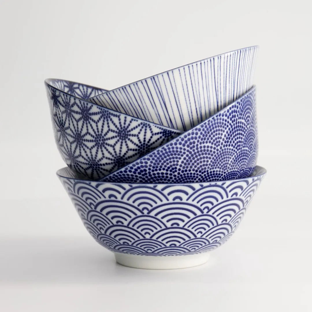 Tokyo Design Studio Nippon Blue Kommen Set - 4 Stuks Ø15,2cm