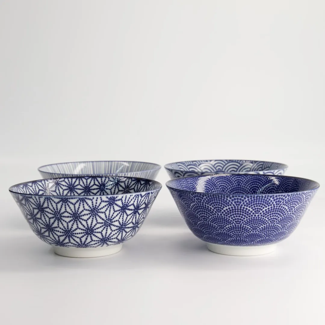 Tokyo Design Studio Nippon Blue Kommen Set - 4 Stuks Ø15,2cm