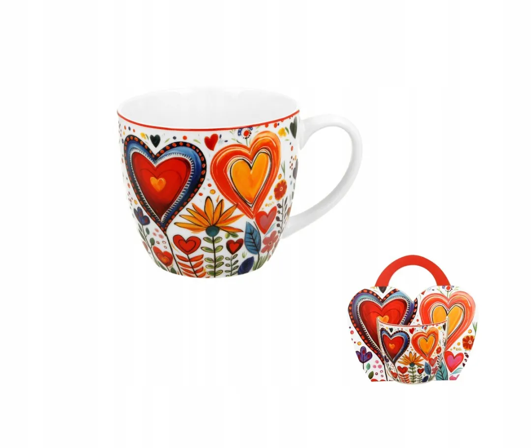 Cosy&Trendy Kop 460ml "Kleurrijke Harten 2" Porselein