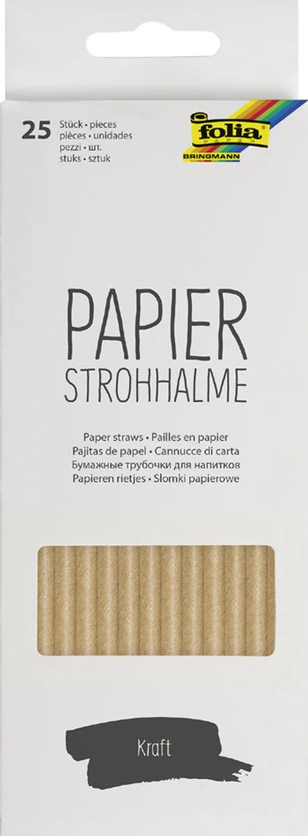 Folia Papieren Rietjes 25 Stuks - Kraftbruin