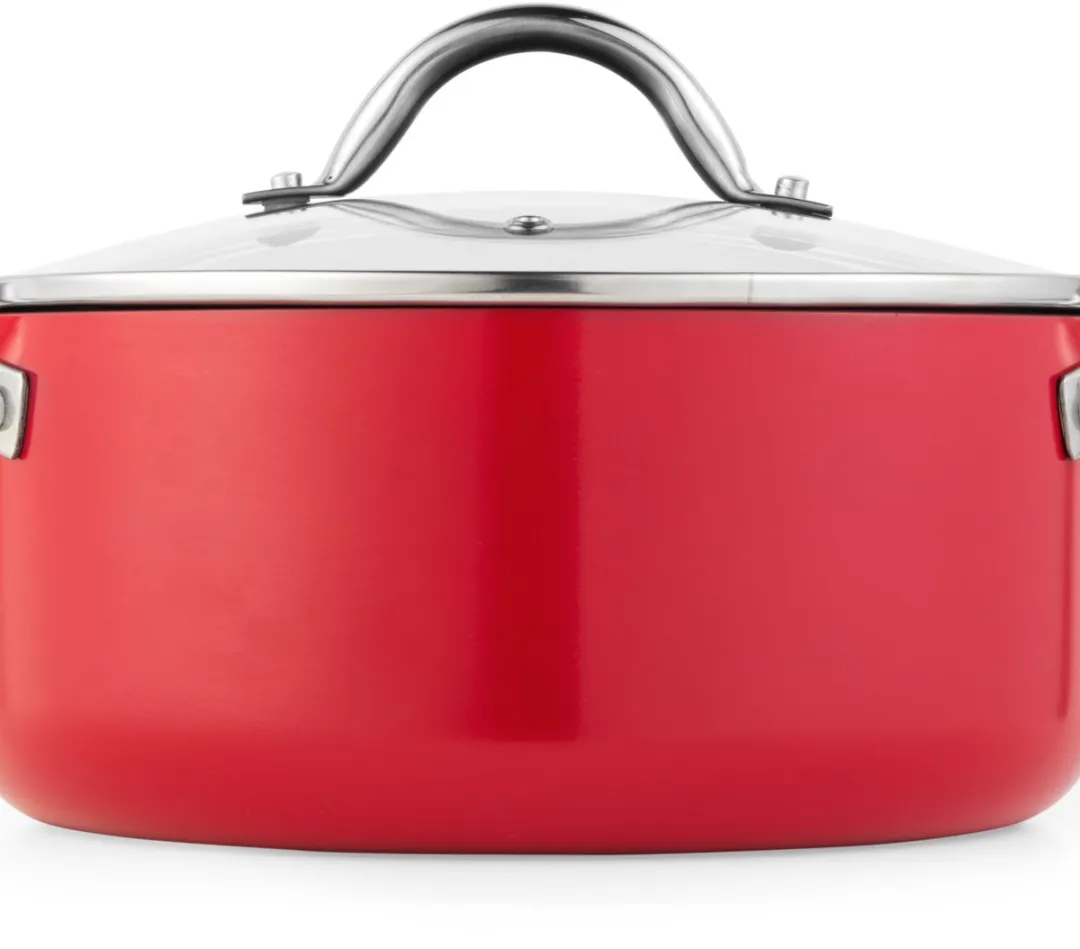 Russell Hobbs Riviera 4-delige Pannenset - Keramische Antiaanbaklaag - Rood - afbeelding 6 van 6