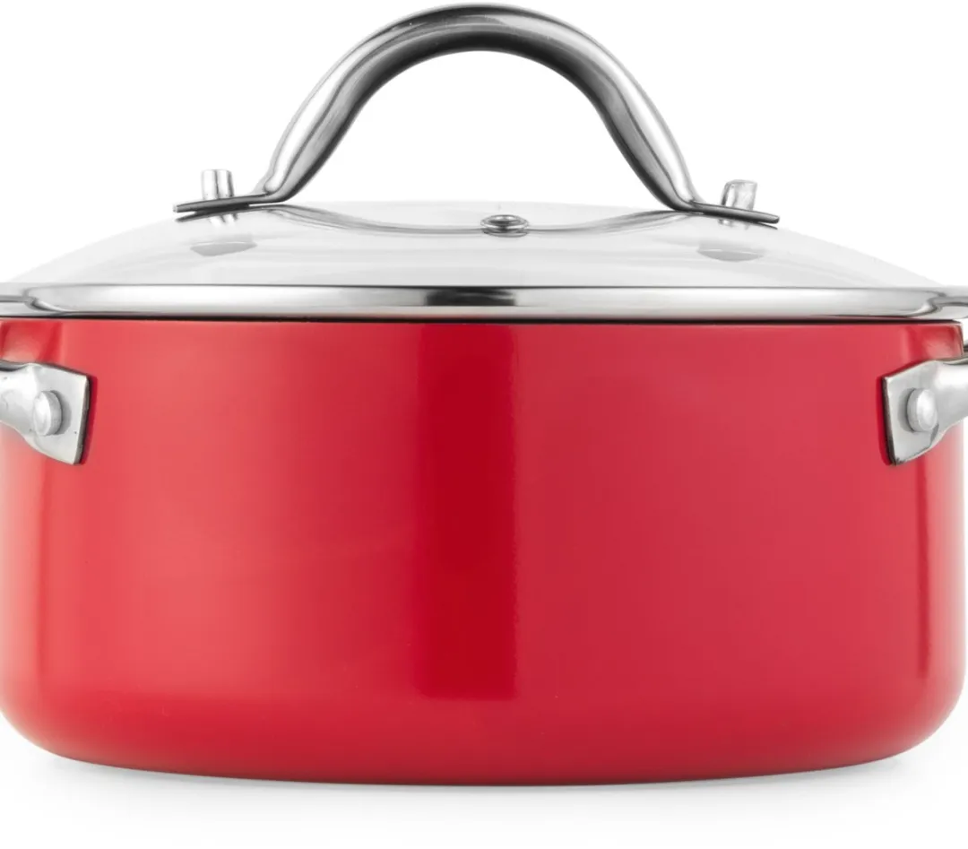 Russell Hobbs Riviera 4-delige Pannenset - Keramische Antiaanbaklaag - Rood