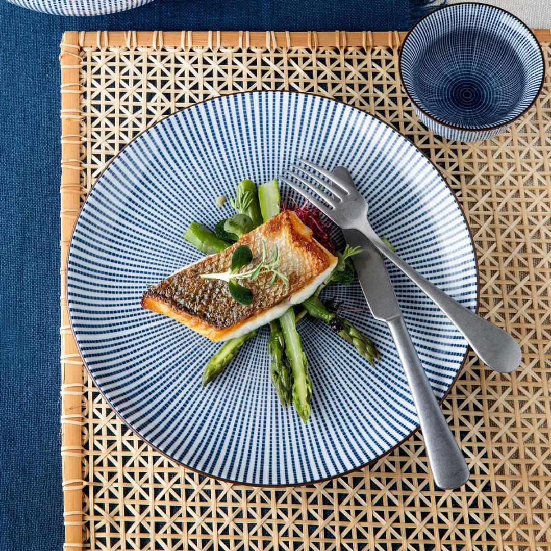 Tokyo Design Studio Sendan Tokusa Porselein Bord - Ø31cm - Blauw