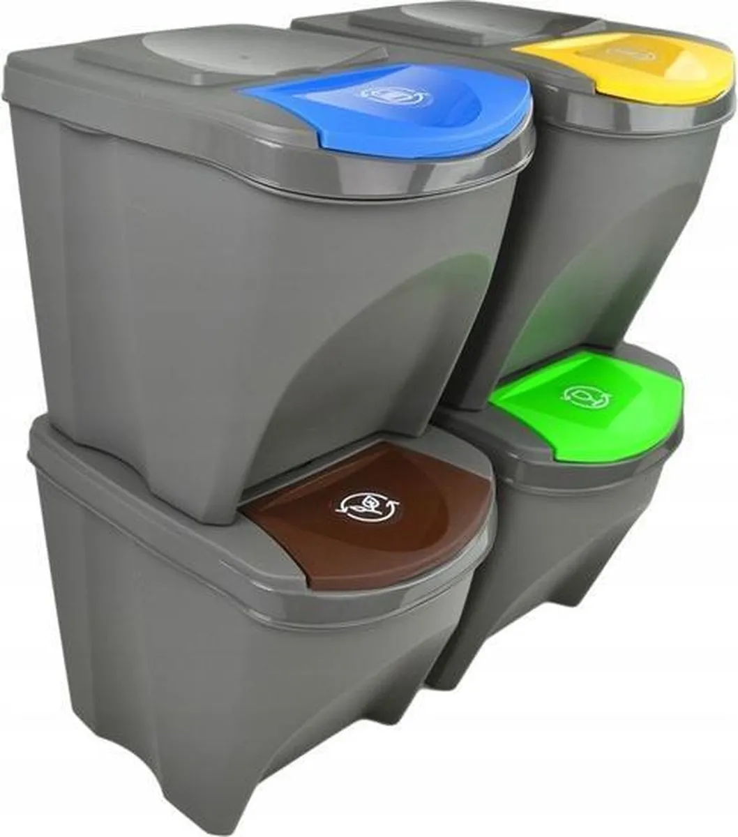 Prosperplast Sortibox 4x25L Afvalbakken - Grijs - 40x30x34cm - afbeelding 6 van 6