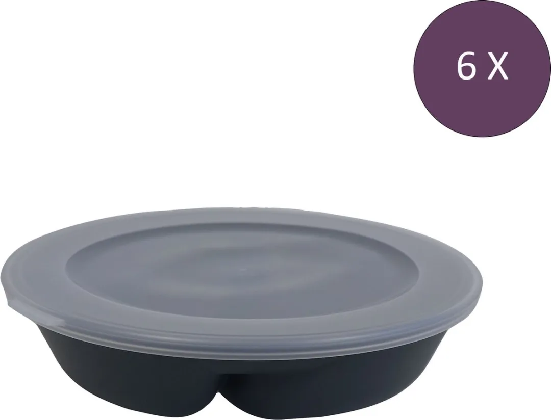 Schaal Separee, 1500ml - Set van 6, Herbruikbaar - Vakverdeling/Compartimenten - Connect Separee 1,5 - Koziol Move | Bio-Circulair