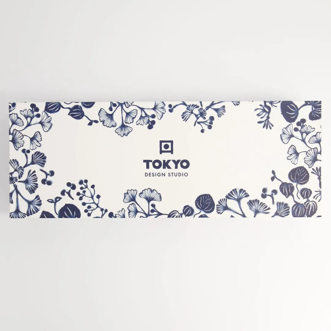 Tokyo Design Studio Flora Japonica Espressokopjes 170ml - Blauw/Wit - 4 Stuks