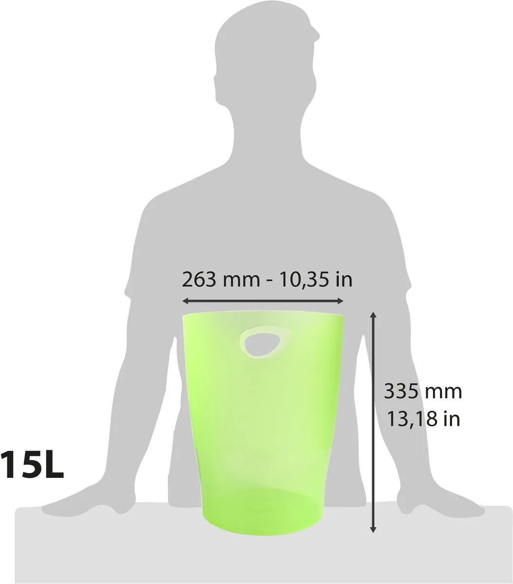 Exacompta 8x Papiermand met grote capaciteit van 15 liter. - Appelgroen - 45397D
