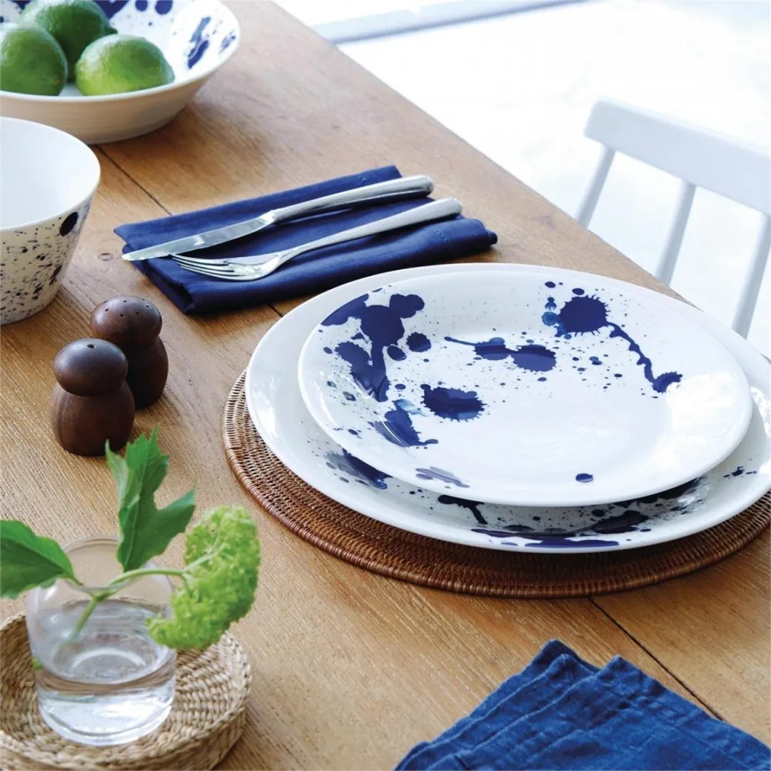 Royal Doulton Pacific - Dinerborden / Bordenset  - Porselein - Wit / Blauw - ⌀ 28 cm - 6 Stuks