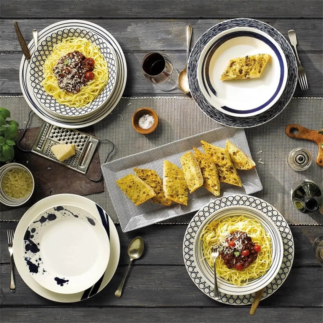 Royal Doulton Pacific - Dinerborden / Bordenset  - Porselein - Wit / Blauw - ⌀ 28 cm - 6 Stuks