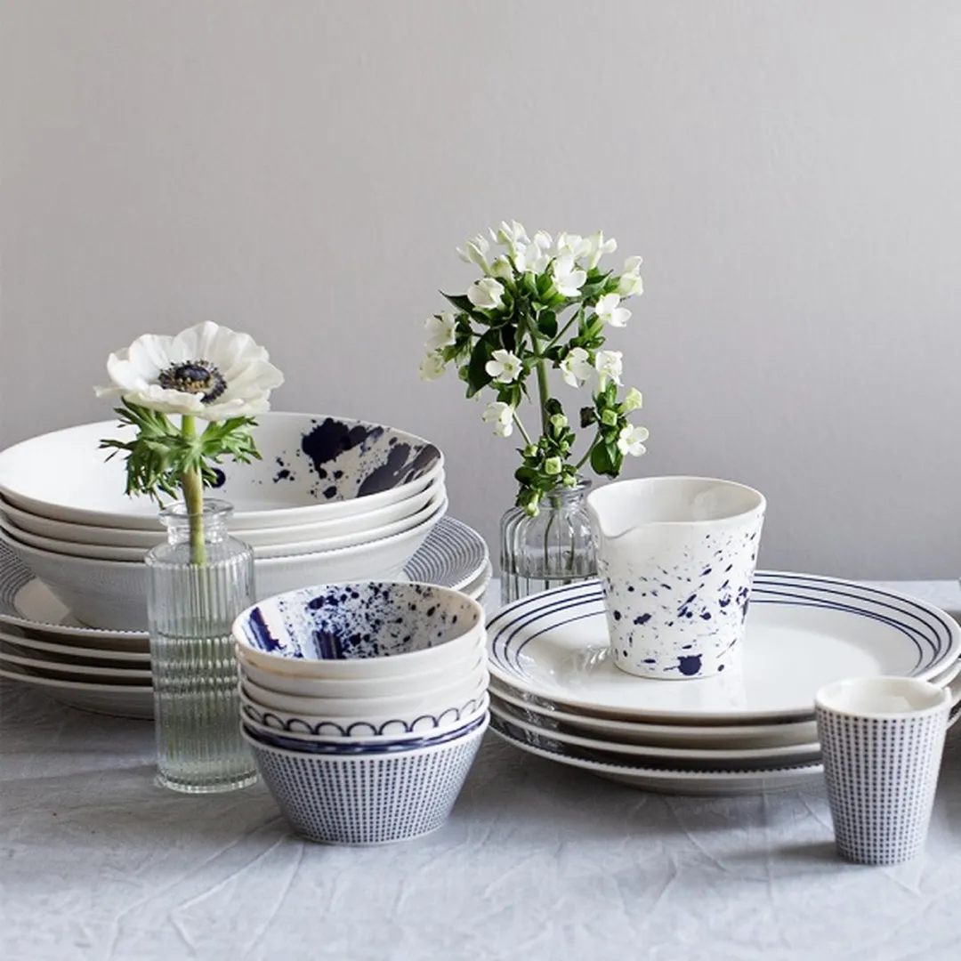 Royal Doulton Pacific - Dinerborden / Bordenset  - Porselein - Wit / Blauw - ⌀ 28 cm - 6 Stuks