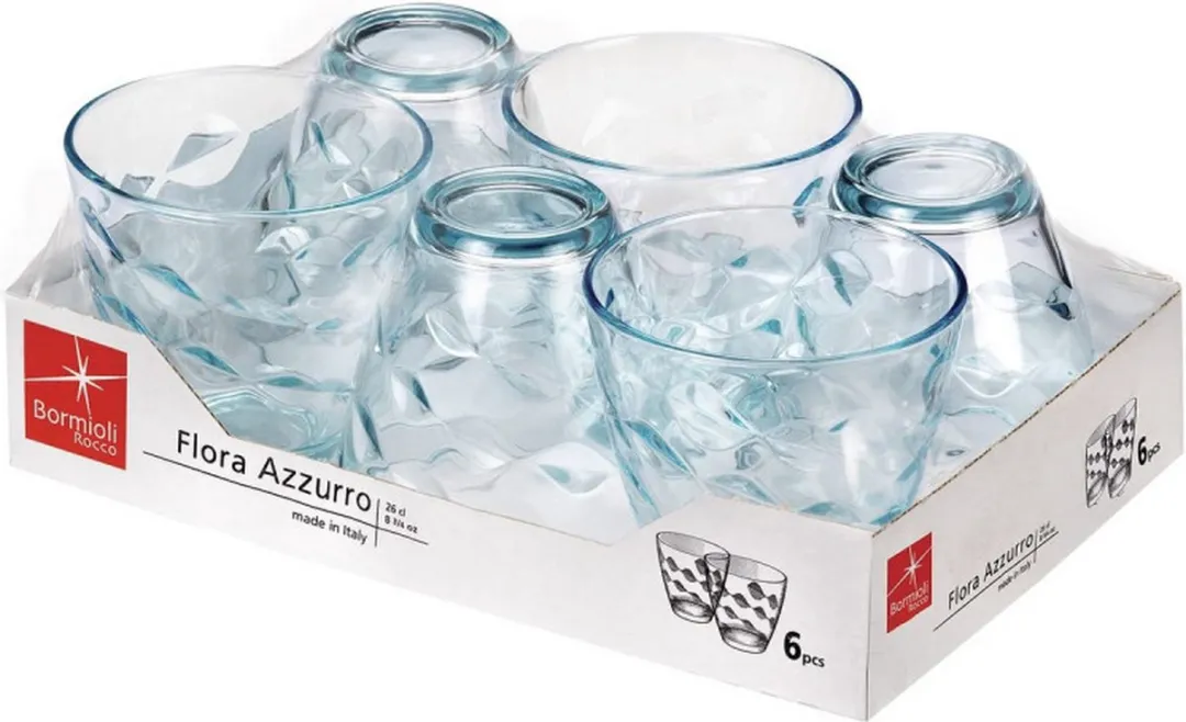 Bormioli Rocco Glazen Flora - Blauw 260ml - 6 Stuks