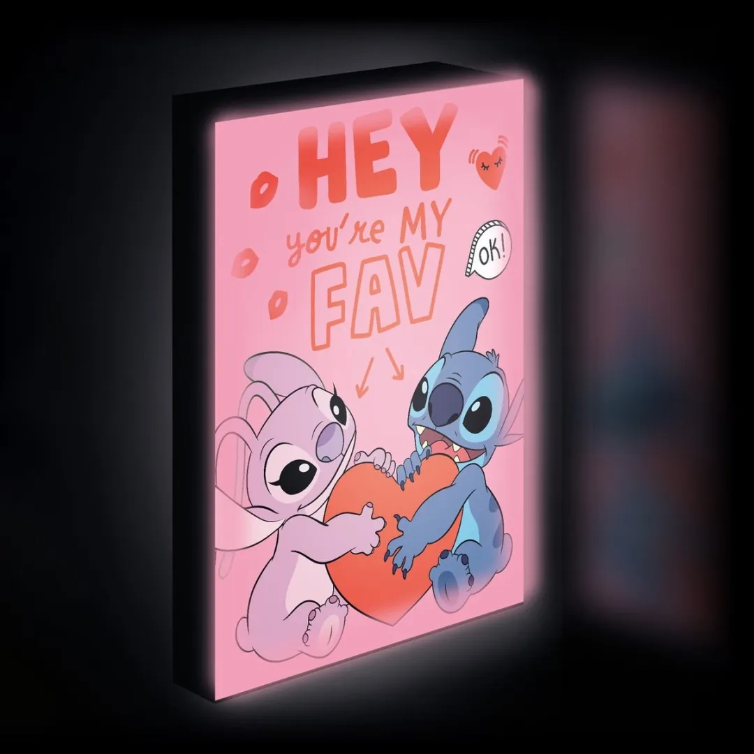 Disney Stitch & Angel Love LED Canvas - Roze/Blauw
