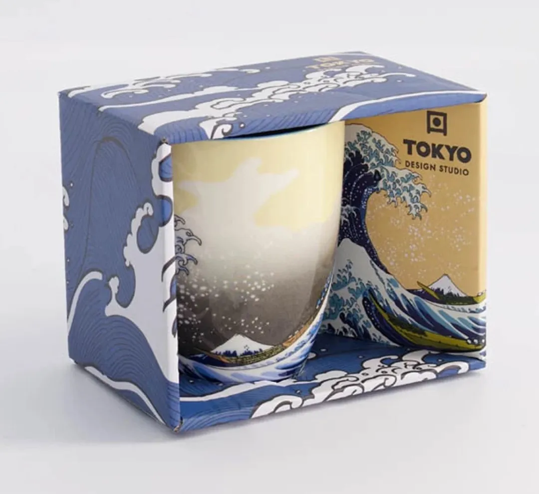 Tokyo Design Kawaii Hokusai Mok 380ml - Porselein - Blauw/Wit/Geel