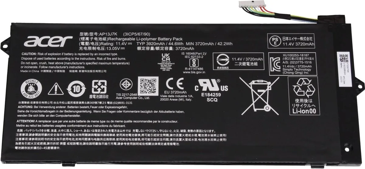 Acer KT.00307.006 Laptopbatterij 45Wh