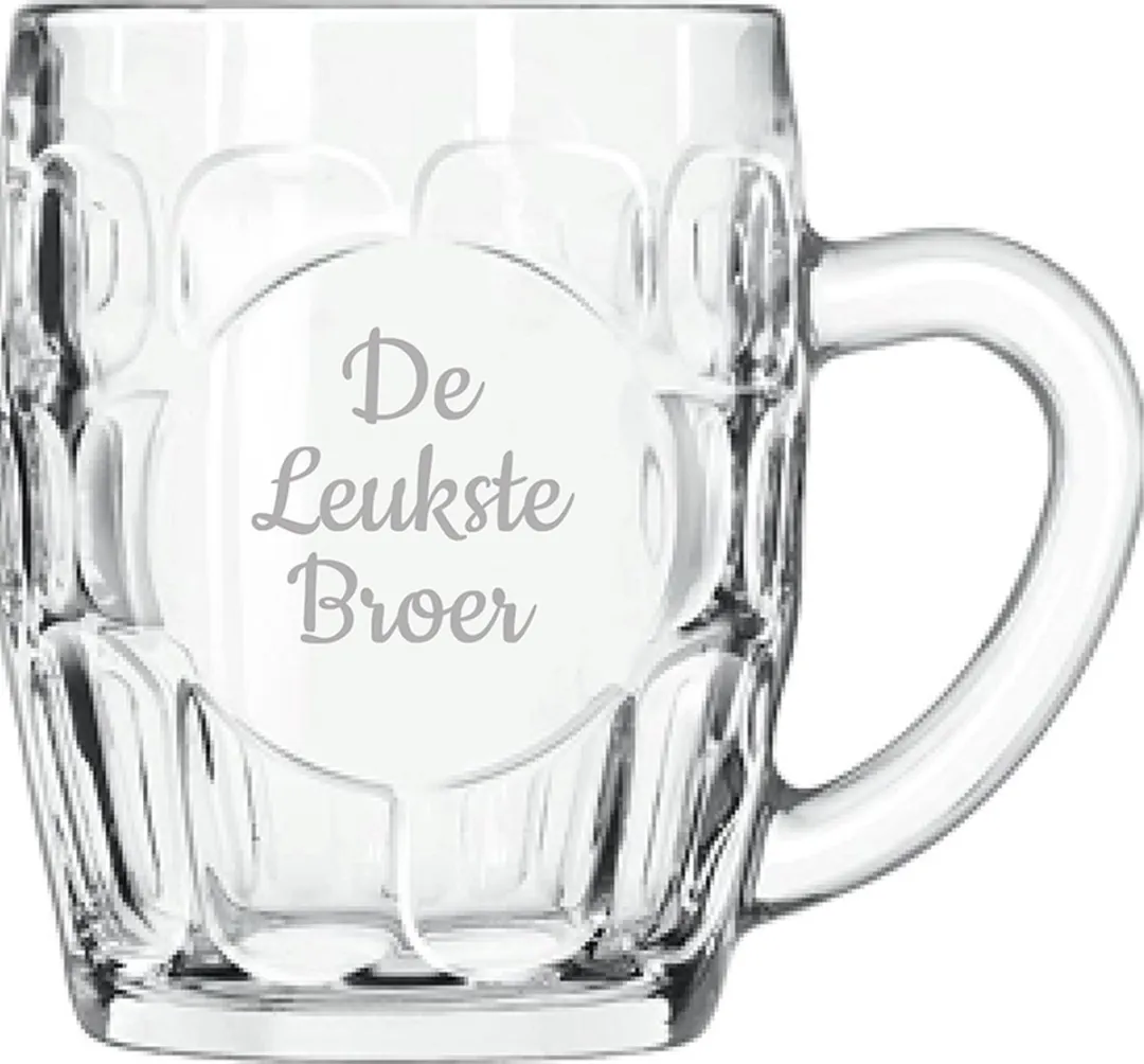 Libbey Bierpul 55cl Gegraveerd - "De Leukste Broer"