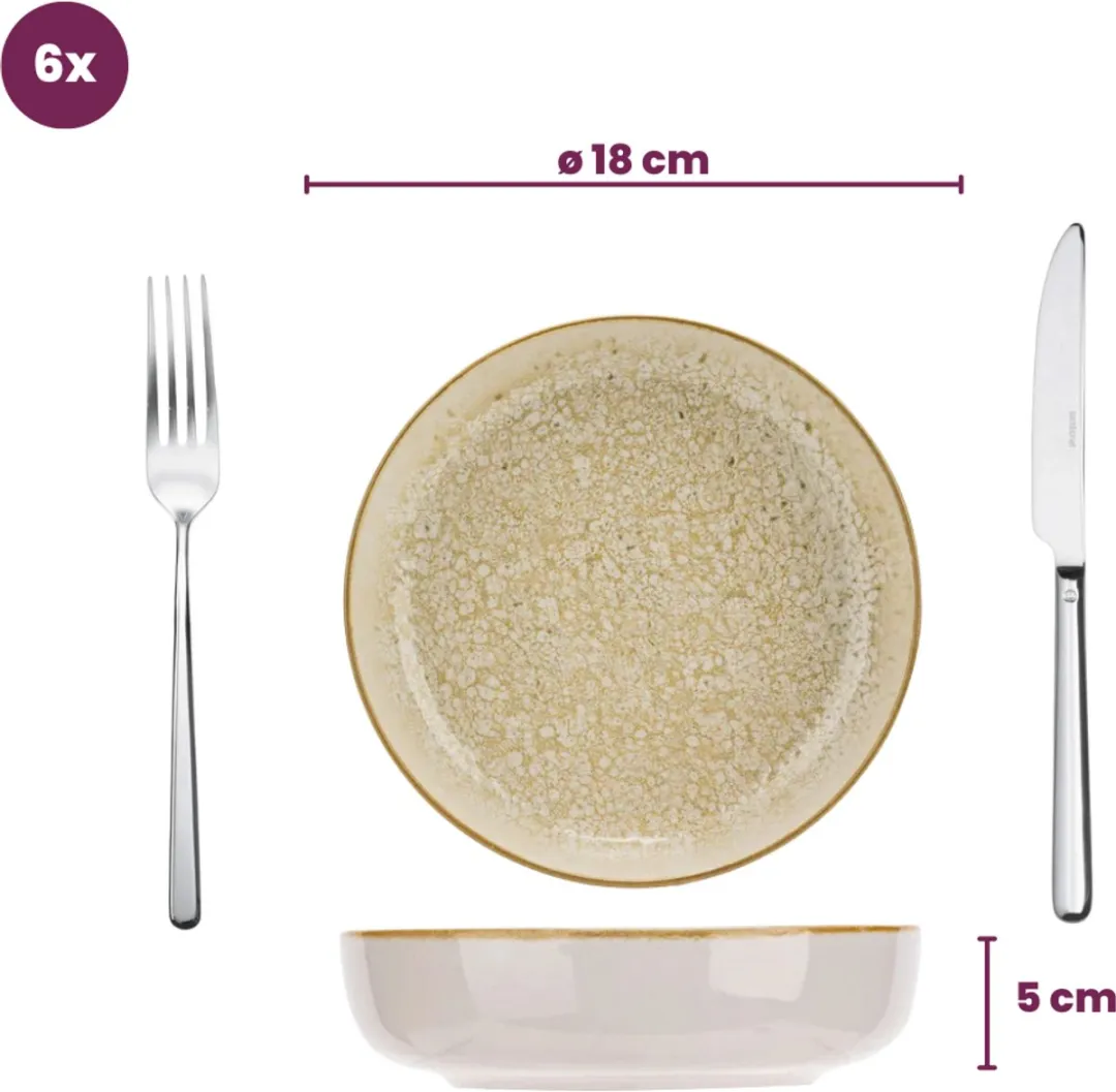 Cosy&Trendy Baltic Luna Diepe borden - 18,5cm - Geel - 6 Stuks - afbeelding 6 van 6