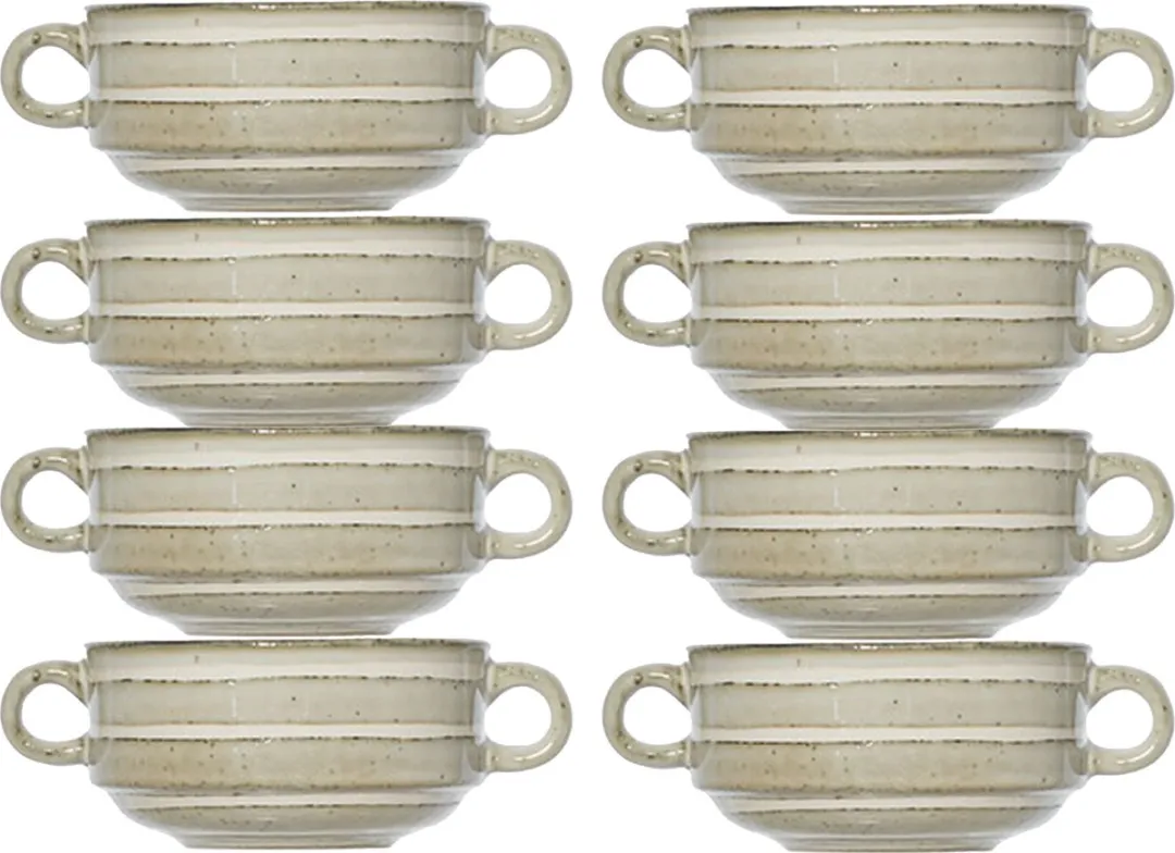 Cosy&Trendy Kommetjes 8 Stuks - Keramiek D11x6cm Groen Print