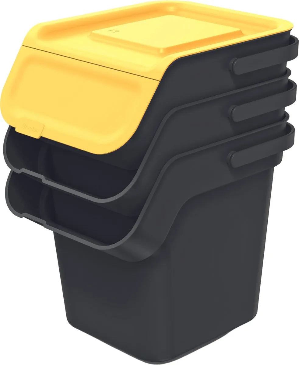 Prosperplast Keden Kaddi Q Prullenbakset - 3x20L Zwart