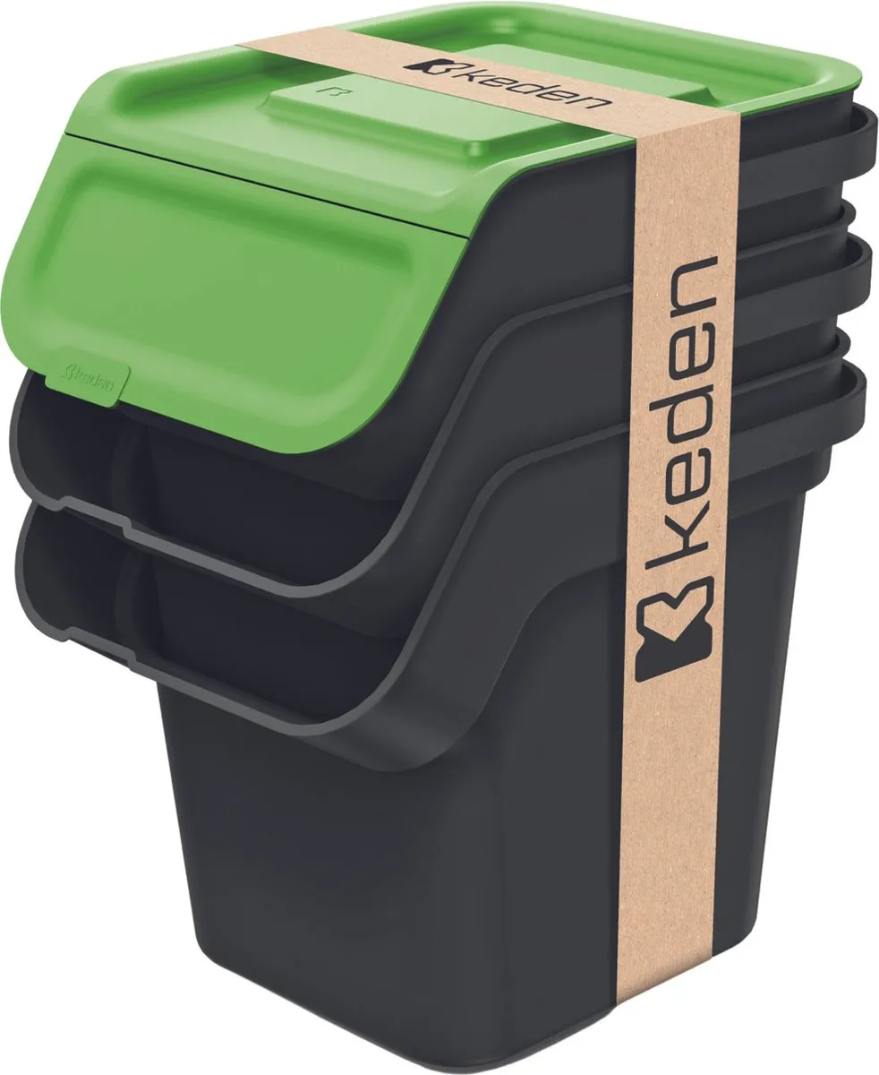 Prosperplast Keden Kaddi Q Prullenbakset - 3x20L Zwart
