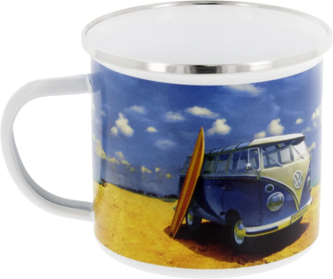 Volkswagen T1 Bus Emaille Mok 500ml - Beach Life - Multicolor