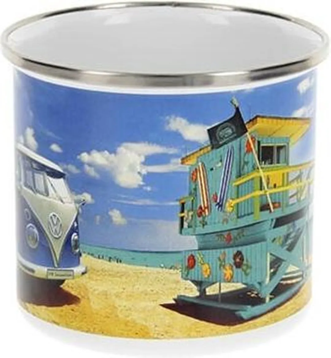 Volkswagen T1 Bus Emaille Mok 500ml - Beach Life - Multicolor