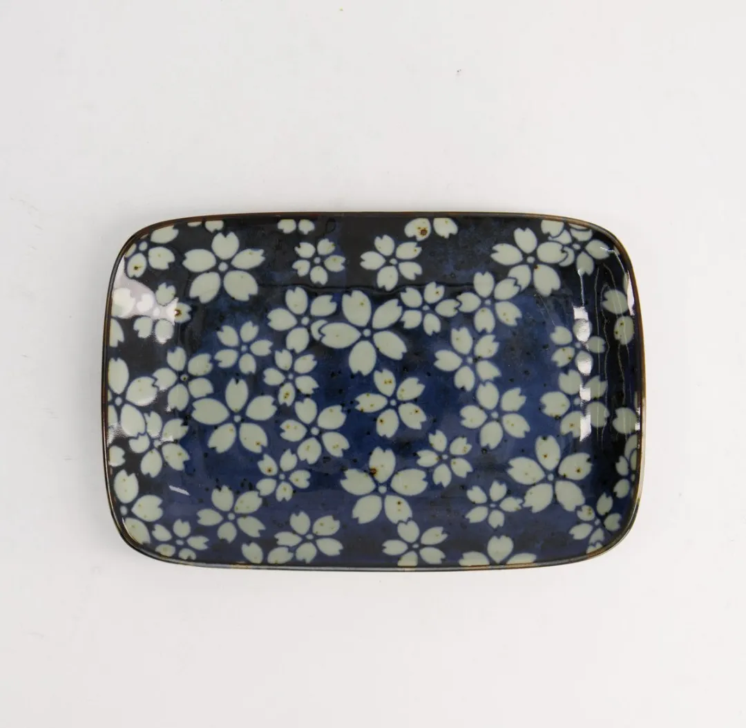 Tokyo Design Studio Sakura Blue Rechthoekig Sushibord 16.3x10cm