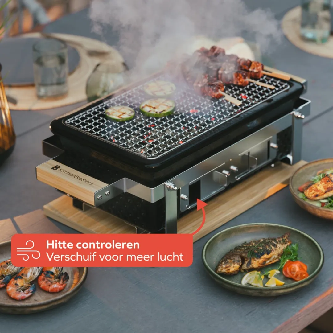 KitchenBrothers Kamado Hibachi Grill KB4215 - Zwart