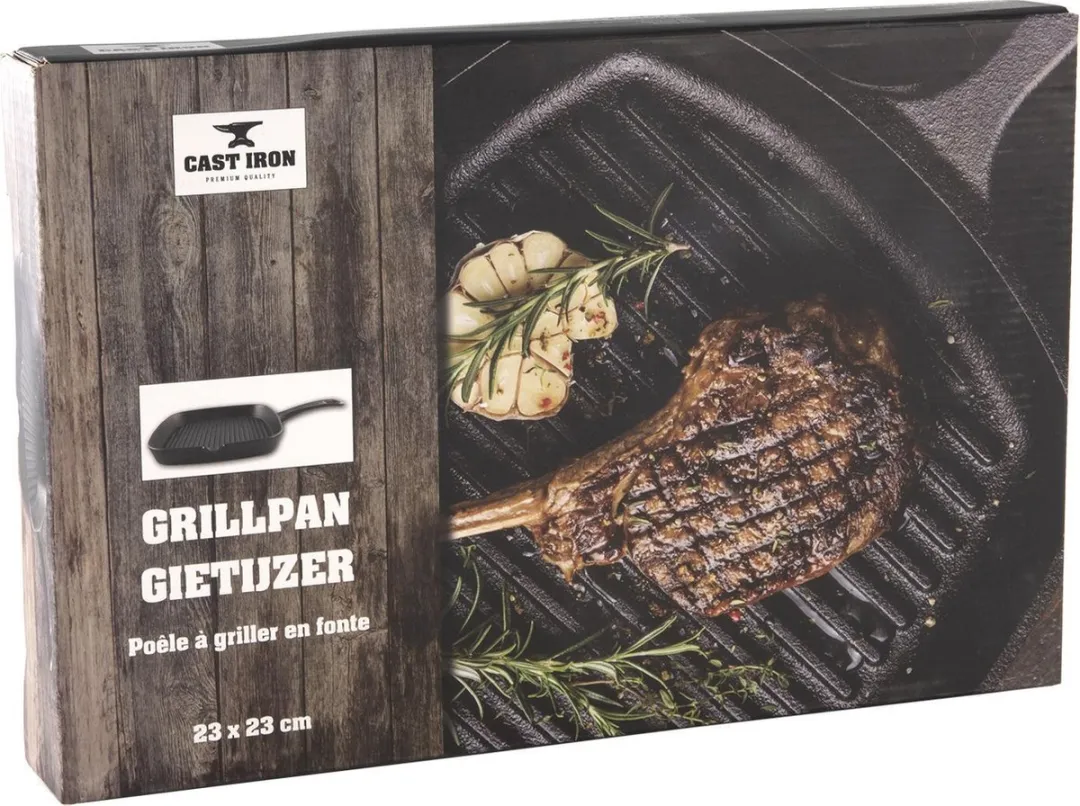 Svenska Living Gietijzer Grillpan 23x23cm - Zwart