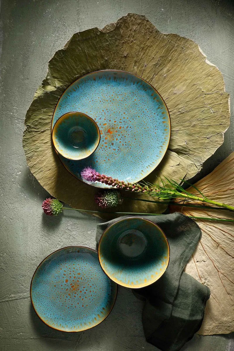 Palmer Lotus Schaal - 4 Stuks 1L - ø15cm Turquoise/Zwart - afbeelding 6 van 6