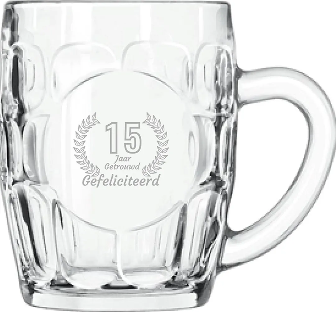 Libbey Bierpul Gegraveerd Gefeliciteerd 15 Jaar Getrouwd 55cl