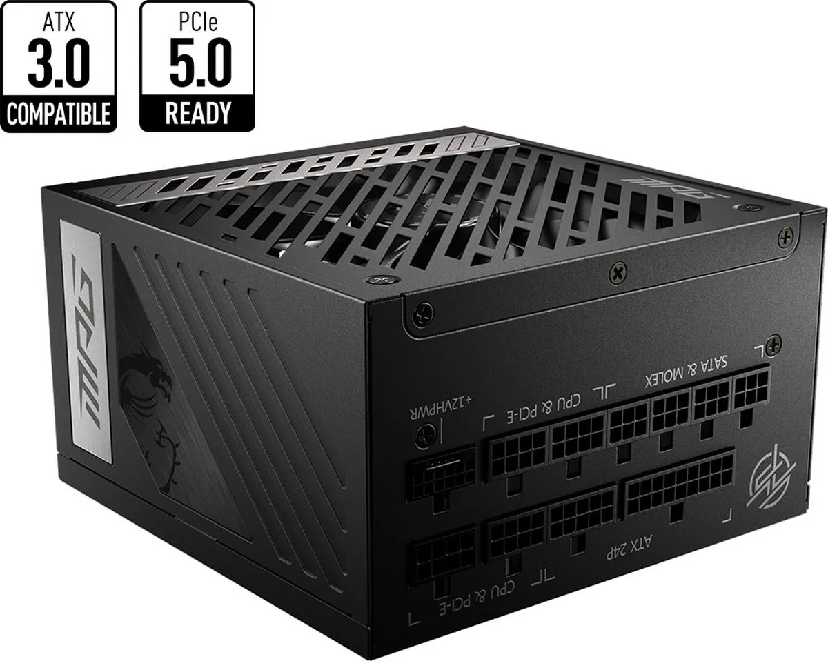 MSI MPG A850G PCIE5 Voeding 850W - Modulair - Zwart