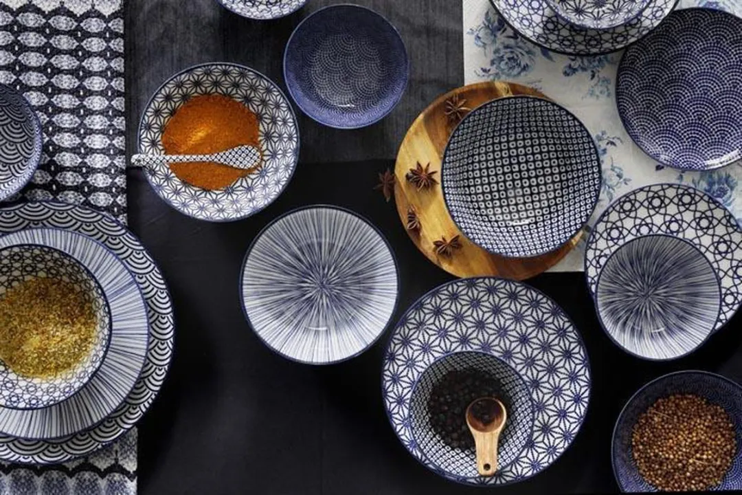 Tokyo Design Studio Nippon Blue Borden Bordenset 20,6cm - Blauw/Wit - 4 Stuks