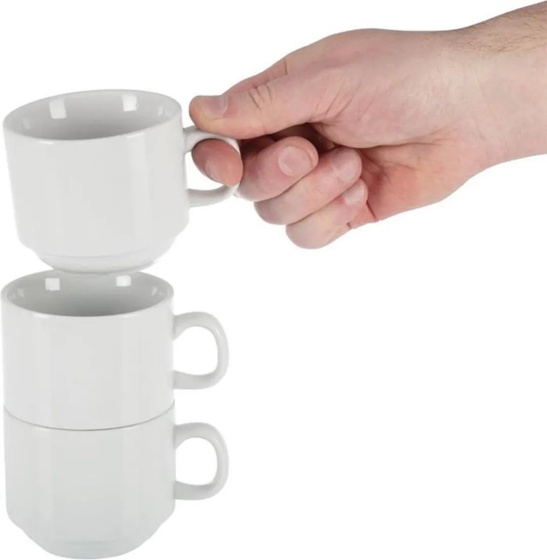 Olympia HTCB467 Witte Porseleinen Kopjes - 12 Stuks 200ml