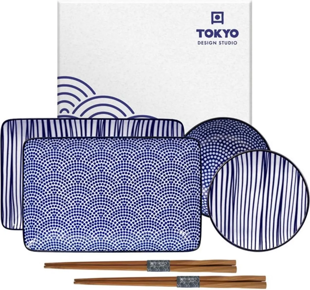 Tokyo Design Studio Nippon Blue Sushi Servies - 6-delig - 2 Personen