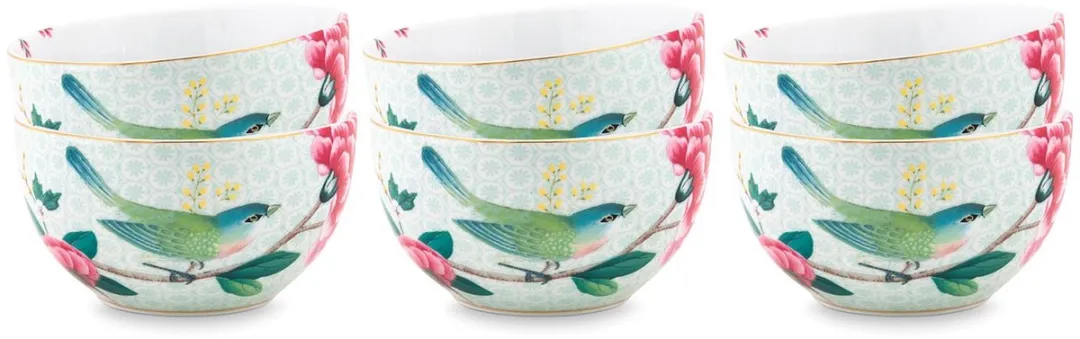 Pip Studio Blushing Birds Kommen - 6 Stuks 12cm - Khaki