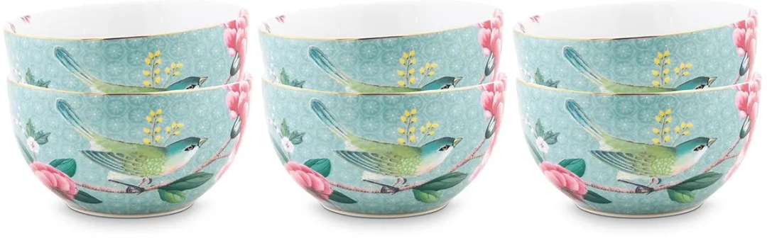 Pip Studio Blushing Birds Kommen - 6 Stuks 12cm - Khaki