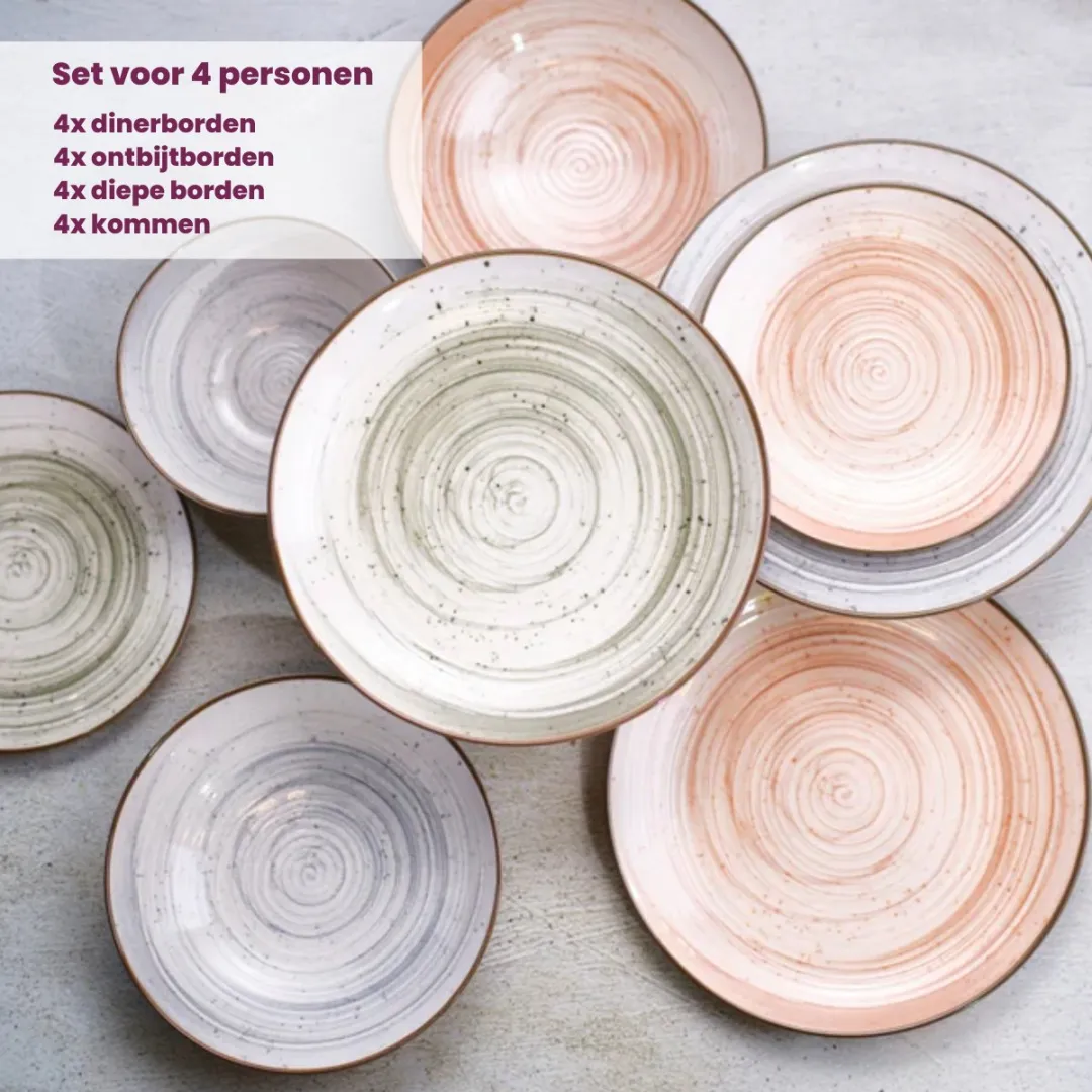 Cosy&Trendy Sintra Serviesset 16-delig - 4 Personen - Aardewerk - Dusty Blue